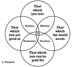 Venn diagram - passion, mission, profession, vocation