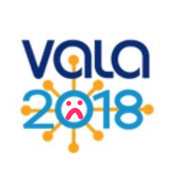 VALA2018 logo with sadface