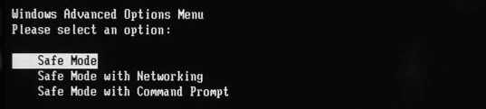 Windows safe mode boot screen
